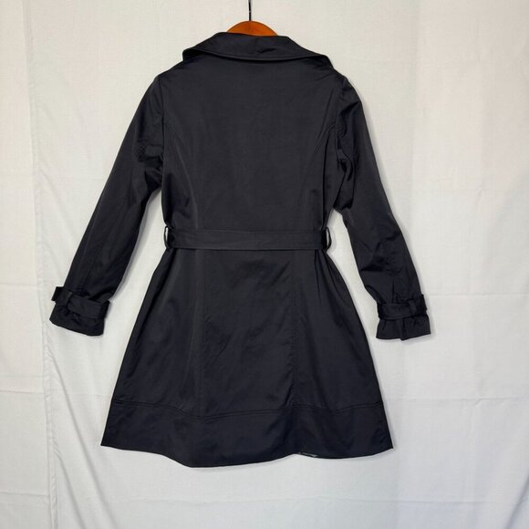 Vintage Y2K Vertigo Paris Black Double Breast Knee Length Trench Coat Size Large - Picture 13 of 16